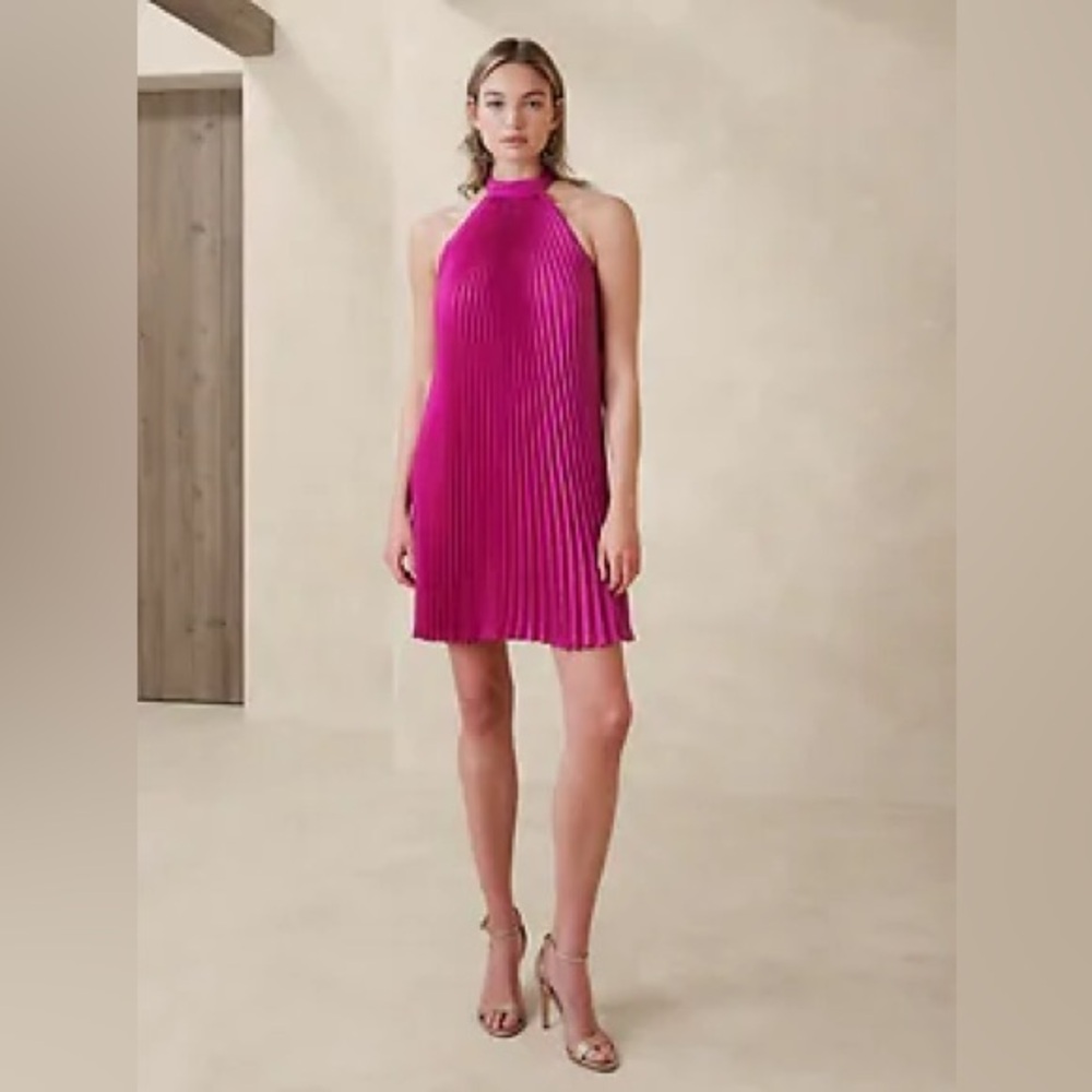 Banana Republic Halter Pleated Mini Dress